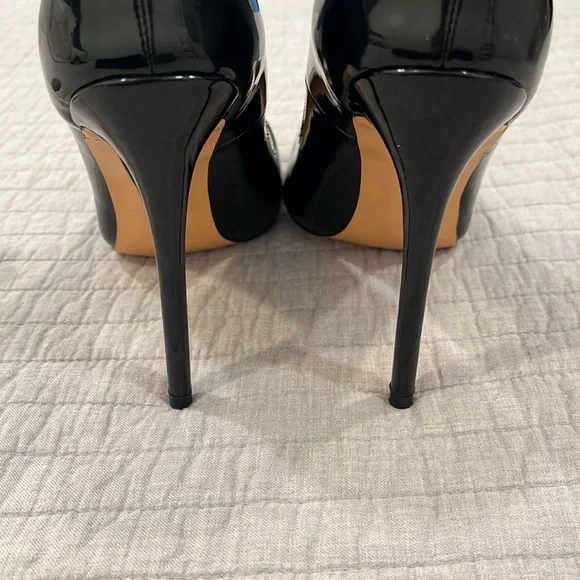 NWOT FSJ Black Patent Leather High Heels Office Pointed Toe Pumps Shoes Sz 8.5 - Picture 3 of 10